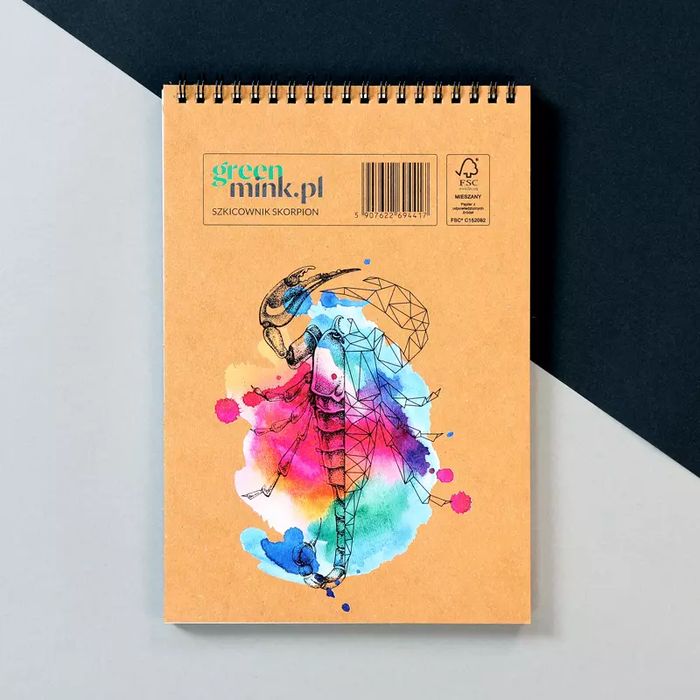 Szkicownik na spirali Skorpion SZ04. greenmink.pl. Nowy Produkt