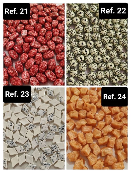 Vários tipos de missangas