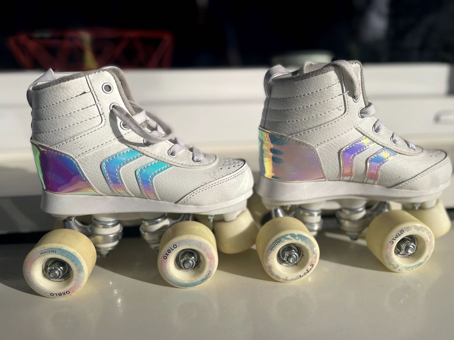 Wrotki dla dzieci Oxelo Quad 100 z hologramem - rozmiar 30