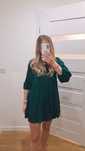 ZARA sukienka rozkloszowana oversize szmaragdowa