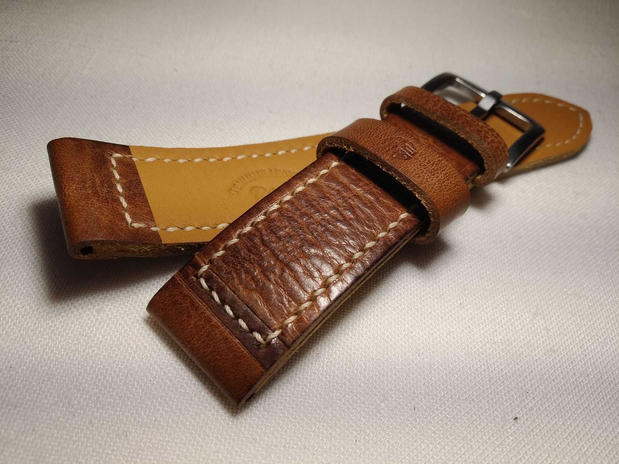 Pasek skórzany do zegarka 22 / 22 mm skóra Full Grain