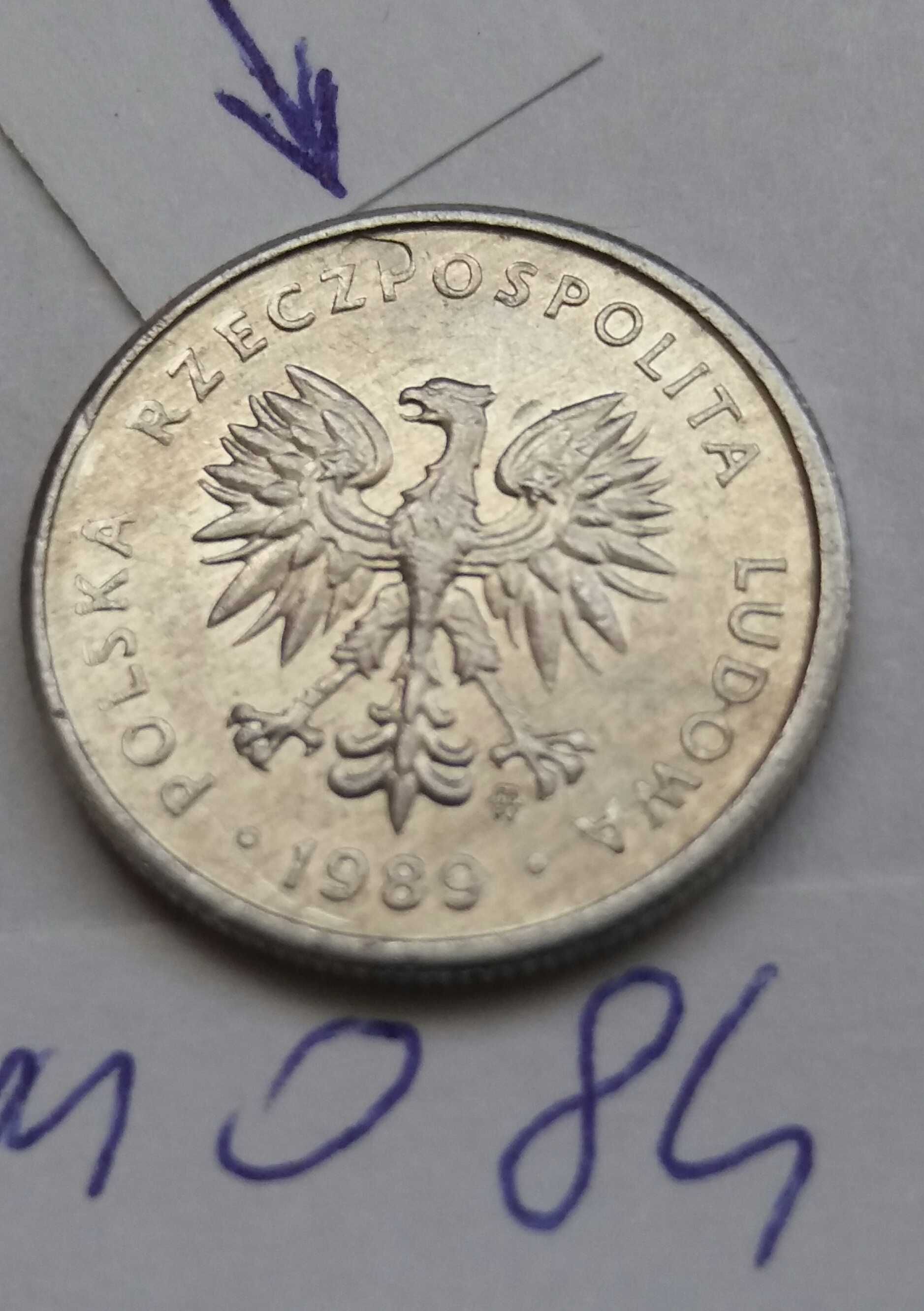 P+ M084, stara moneta 2 zł złote 1989 Polska uszkodzona