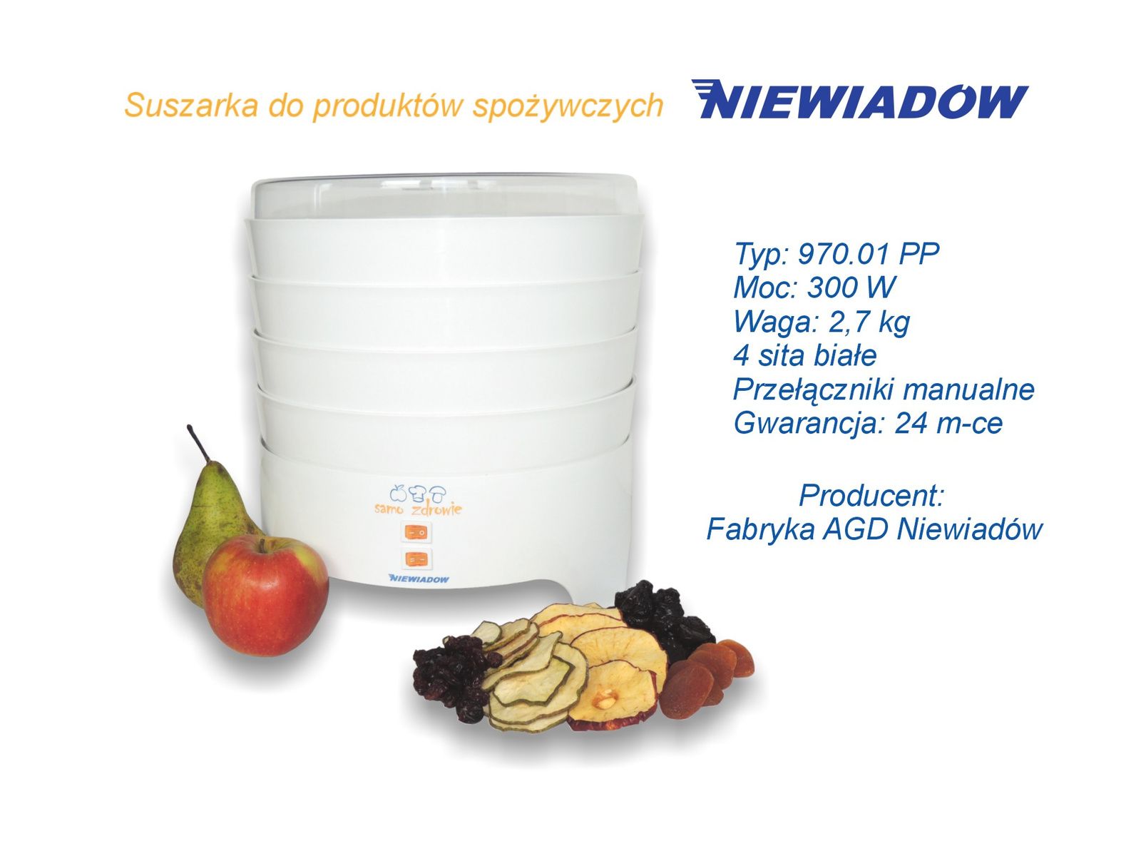 Suszarka Niewiadów 970.01P 4 Sita Biała 300W