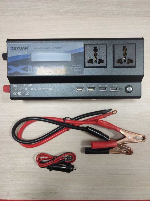 Інвертор з модиіфкованою синусоїдою 24V 900W на дві розетки