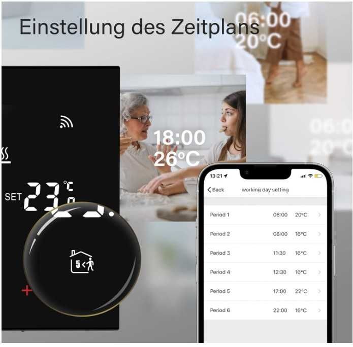 Inteligentny termostat Beok TDR89B-WIFI-WPB, sterowanie kotłem gazowym