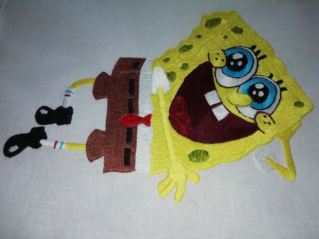 Makatka obraz haftowany ręcznie Spongebob 35 x 27 cm