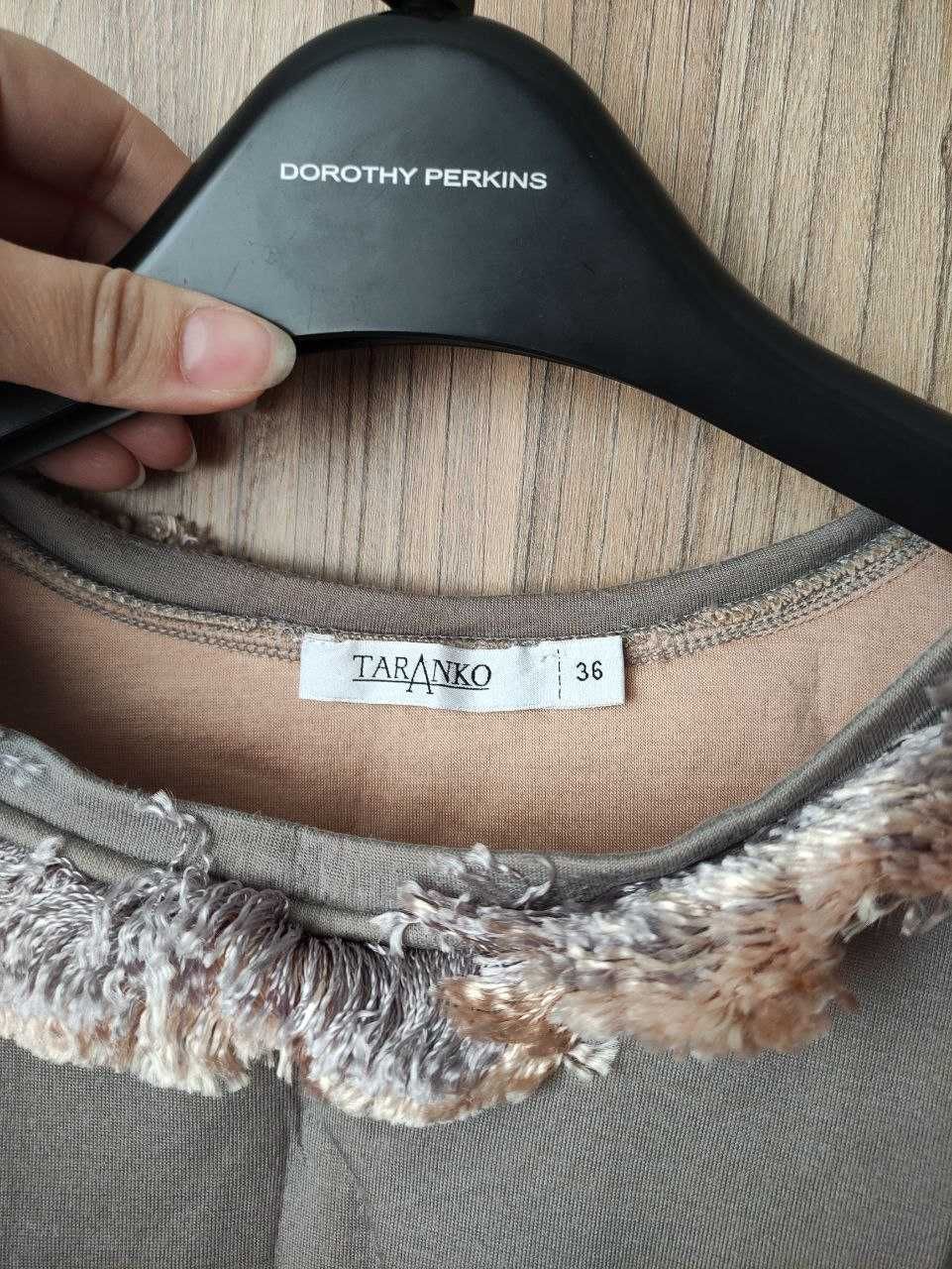 Sukienka Taranko prosta  rękaw 3/4 beżowa Modal rozmiar 36 S/M