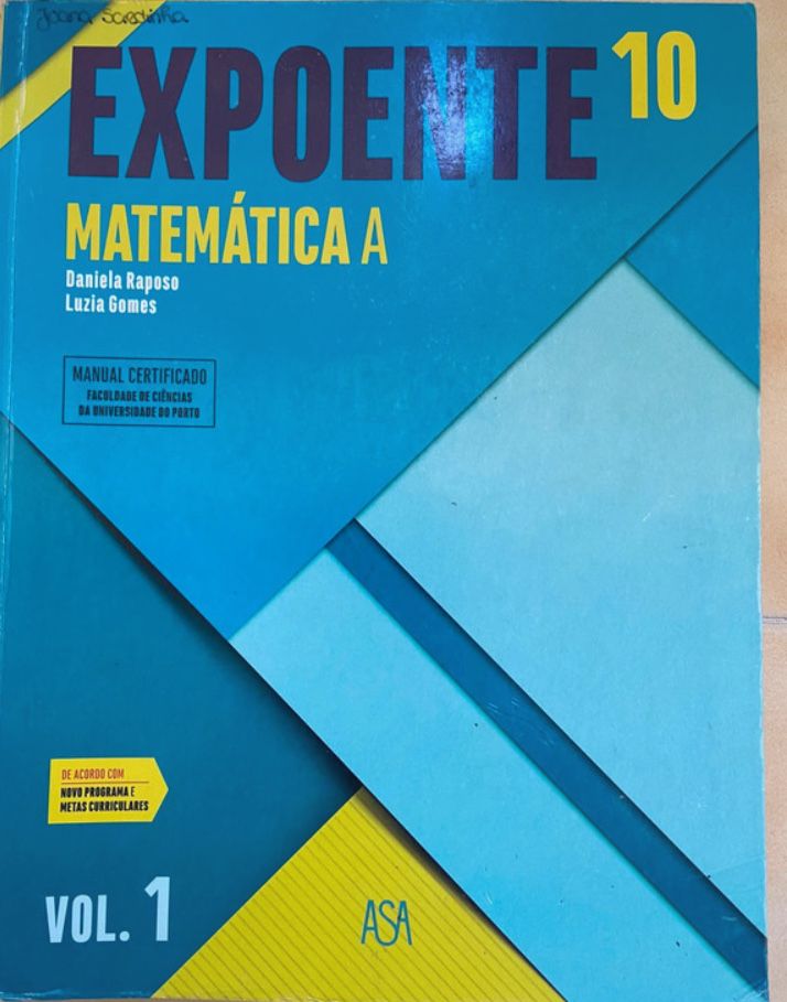 Manual de Matematica A 10 ano 1 volume da editora Asa