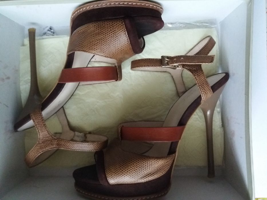 Босоножки " Ellenka" на шпильке/каблуке кожа/замш