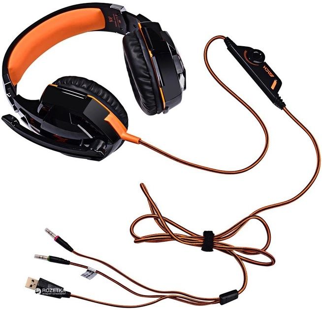 Наушники игровые Kotion Each G2000 с микрофоном и подсветкой - Orange