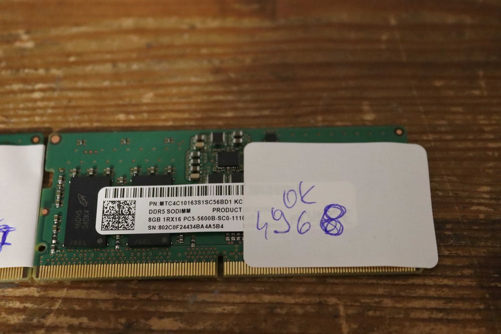 Pamięć RAM Micron 8GB 1Rx16 DDR5 SODIMM 5600MHz (4967,4968)