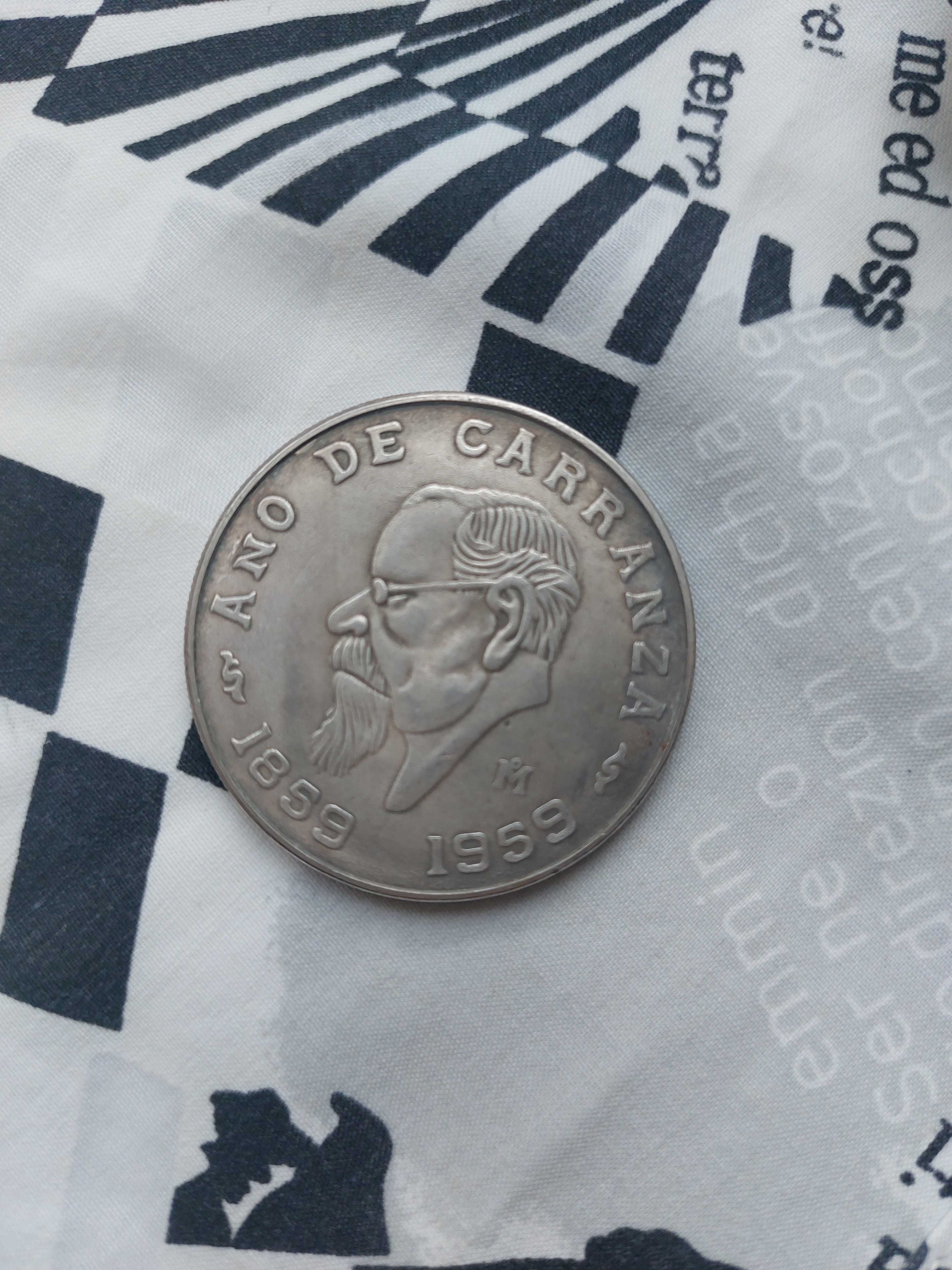 Серебряная монета Мексика 1 песо, 1859 1959годов