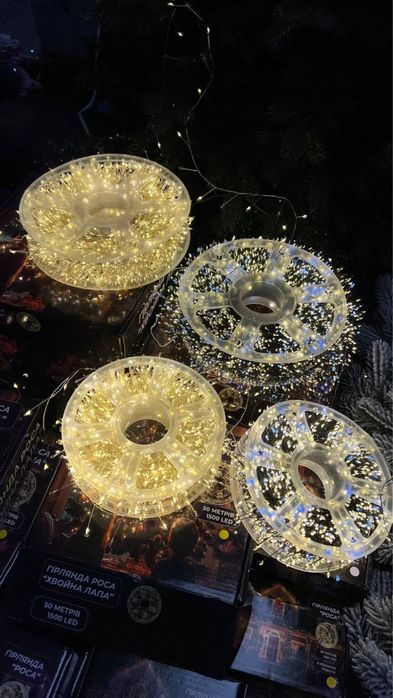 Гірлянда Мішура/Роса на котушці (тепле / холодне біле світло)