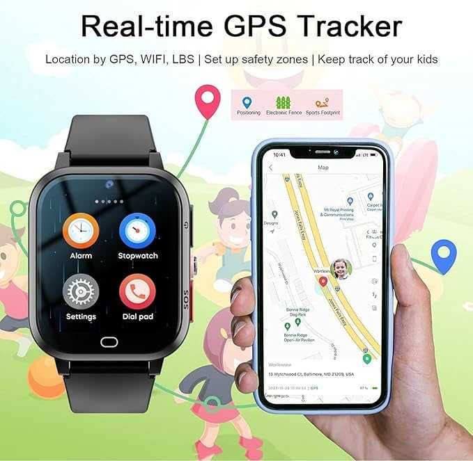 Smartwatch dziecięcy 4G z GPS, WiFi, SOS czatem i kamerą dotykowy