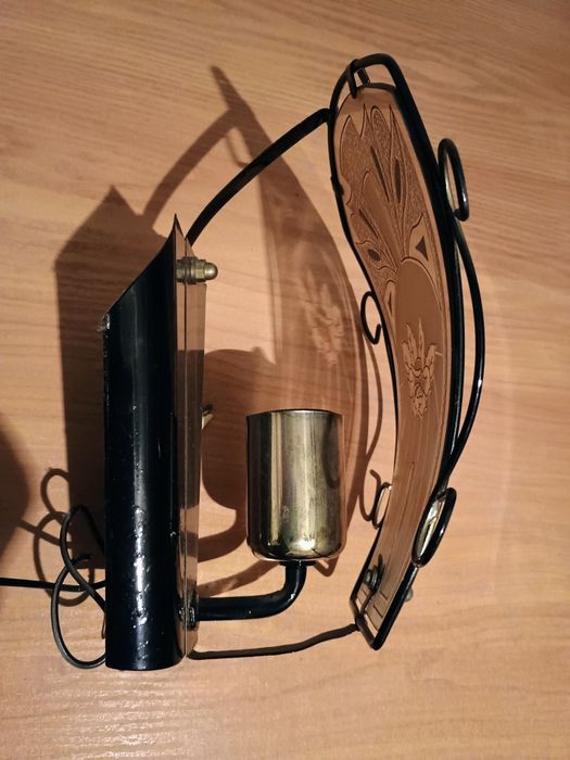 Zestaw 3 lampy plus 3 kinkiety retro metaloplastyka plus szkło