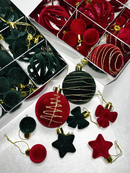 Набір новорічних оксамитових кульок