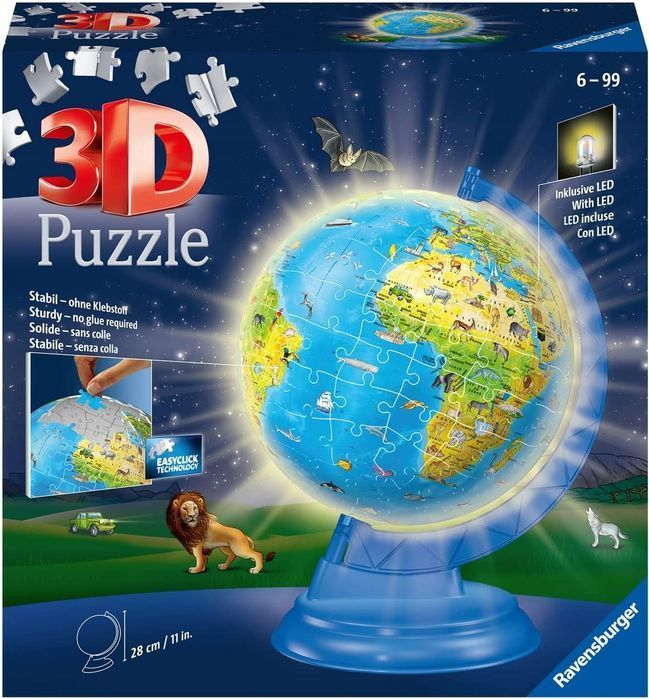 puzzle edukacyjne 3d ball - podświetlany globus