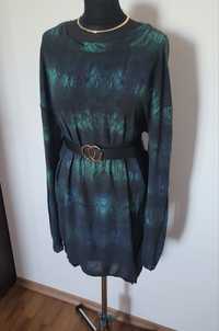 Viralowa sukienka z długimi rękawami w print suwaki na zakończeniach