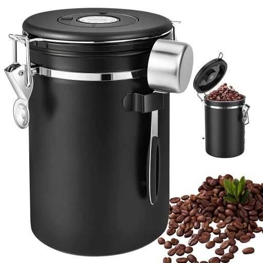 PUuszka Na Kawę Stal Nierdzewna 1,8 L Hermetyczna Na Ziarna Kawy