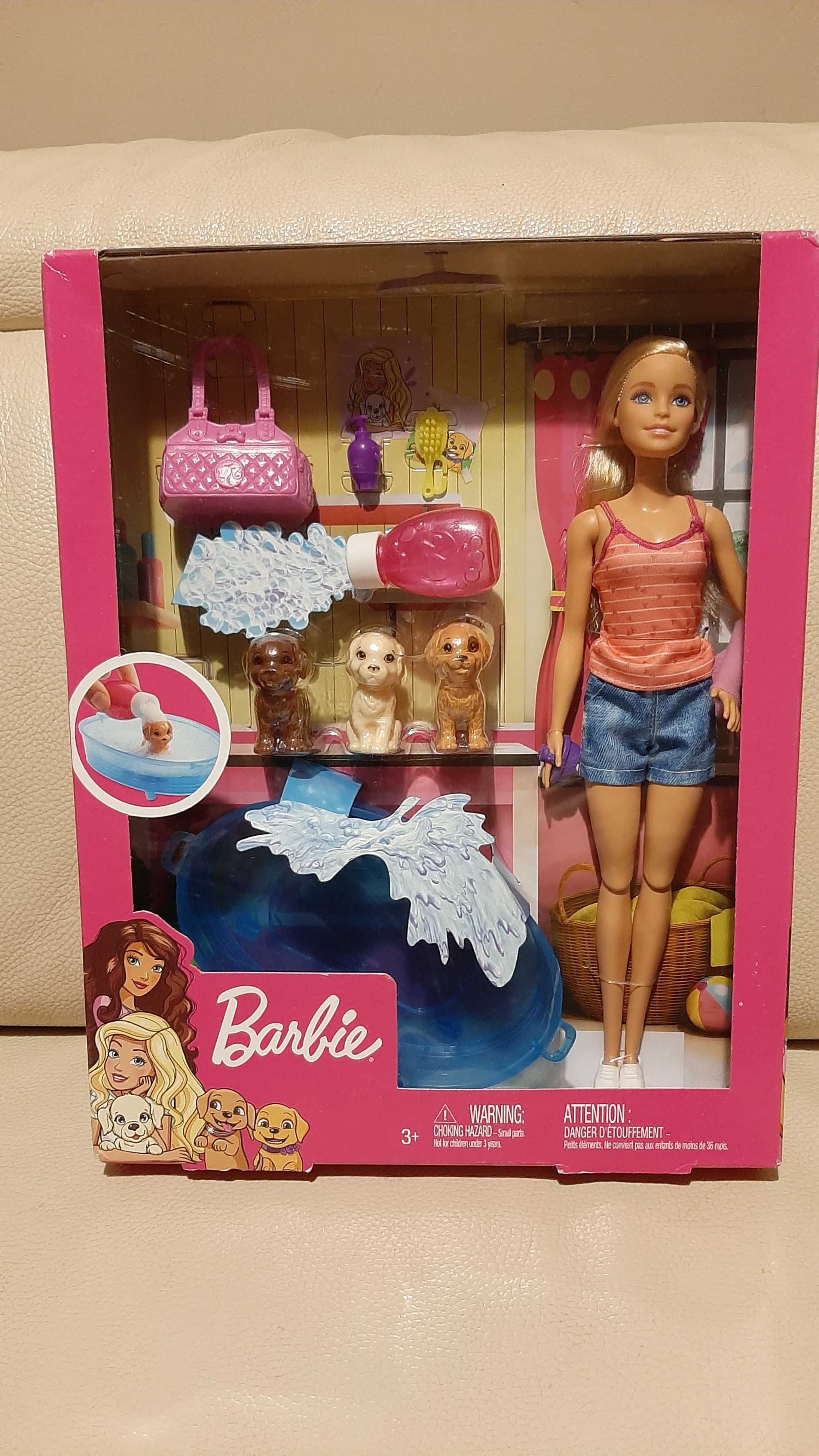 Barbie lalka z pieskiem kąpiel piesków GDJ37