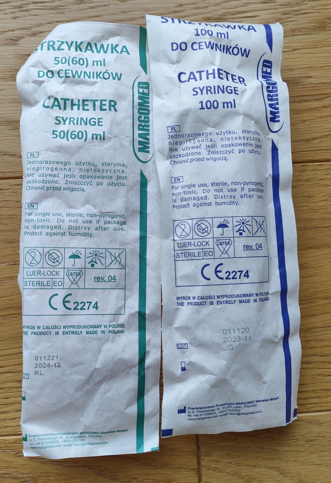 Strzykawki do cewników 60(50) ml i 100 ml firmy MARGMED - nowe.