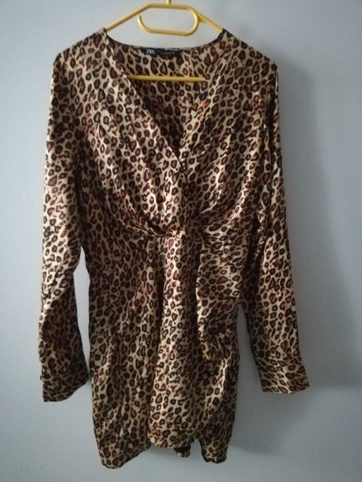Elegancka i bardzo efektowna sukienka mini ZARA, wzór panterka, M