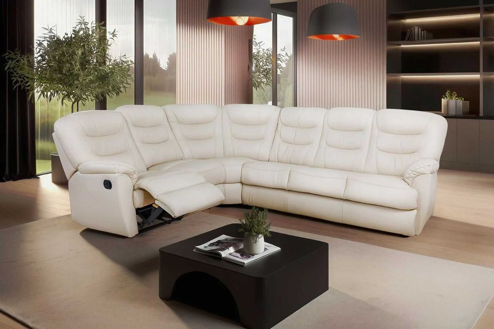 Przestronny narożnik Tania II 3×2 – skórzane wykończenia + eko