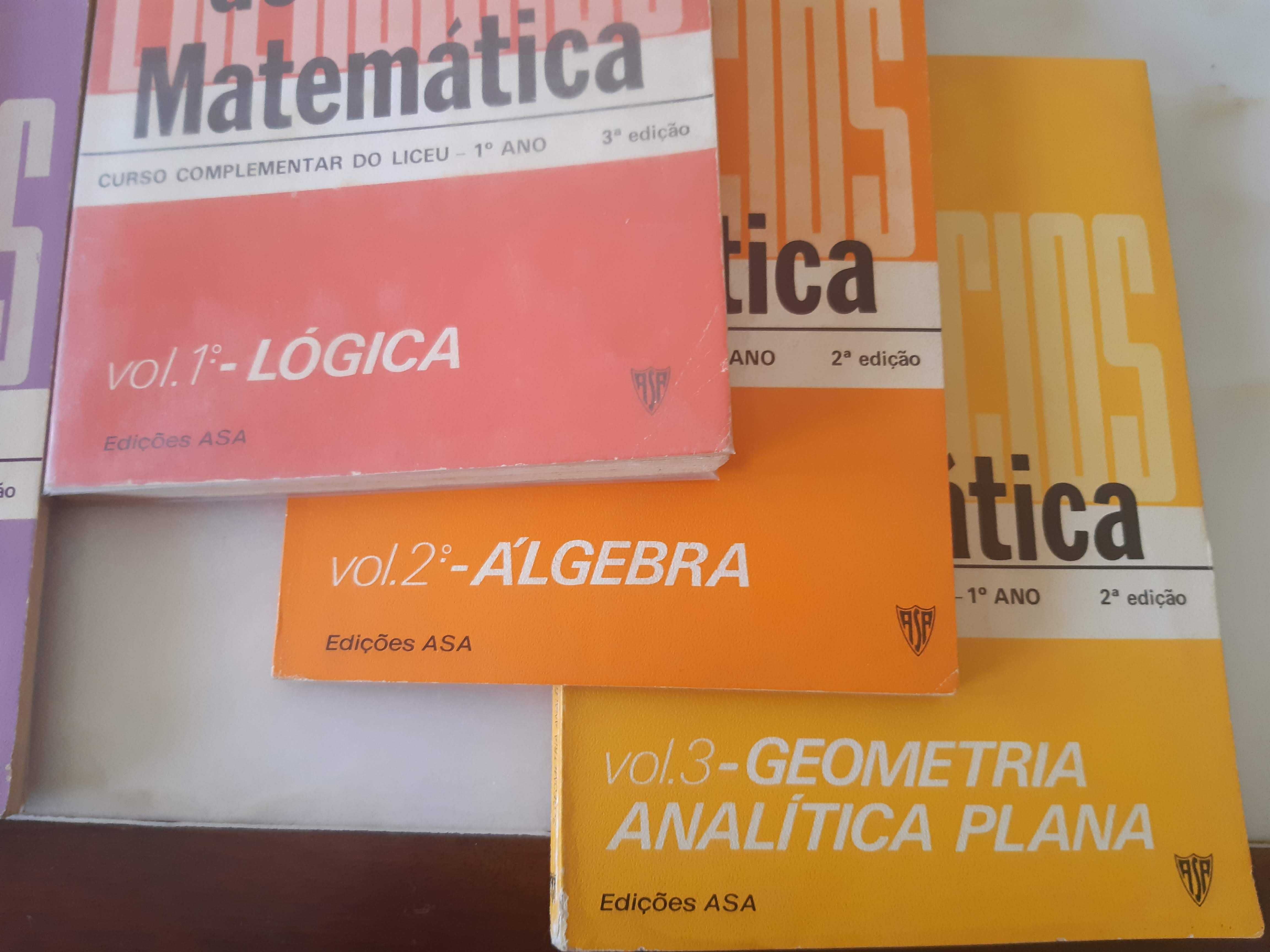 Exercícios matemática, 5 vols, c.complementar liceu, 1977/78