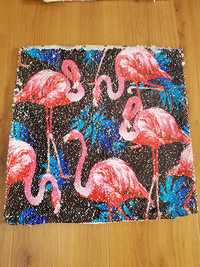 Poszewka dekoracyjna 40x40 flamingi cekiny