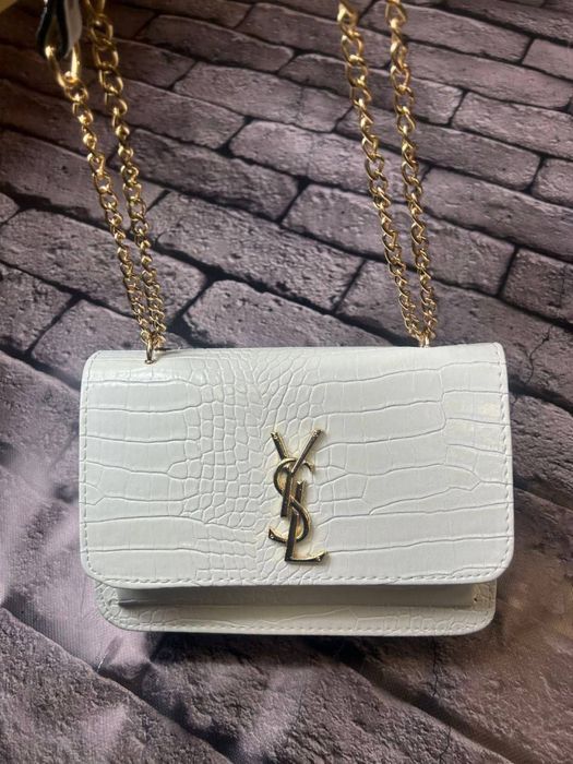 ЖІНОЧИЙ КЛАТЧ YSL Женская сумочка Yves Saint Laurent белая сумка скид