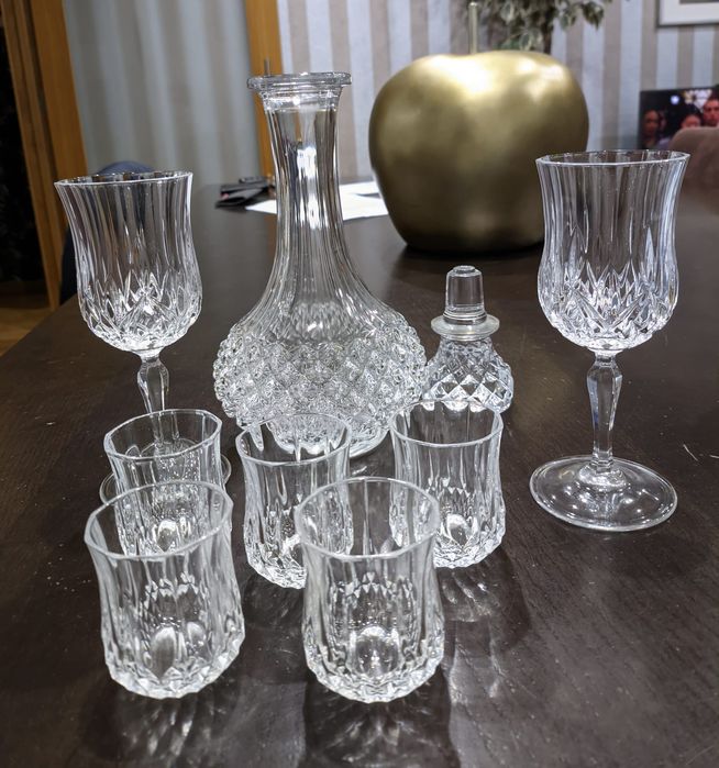 Conjunto  de Garrafa Licoreiro com 5  copos em Cristal D'Arques