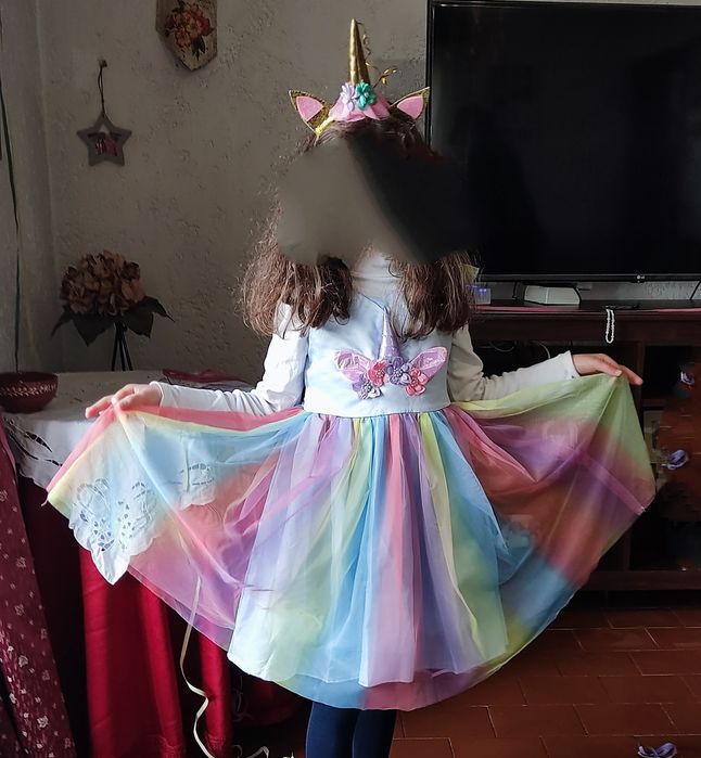 Fato carnaval unicórnio 120 cm 6 a 7 anos
