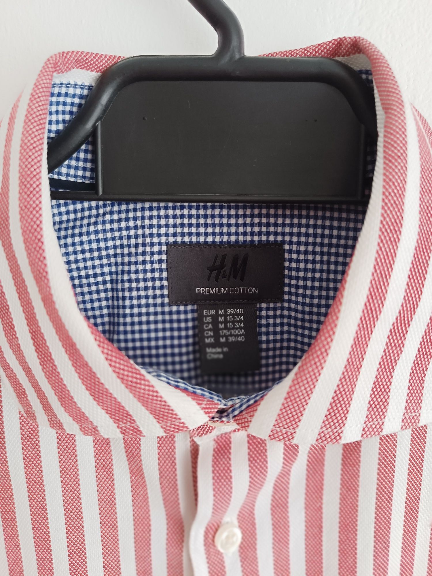 Męska koszula w paski bawełniana H&M Premium M 39/40