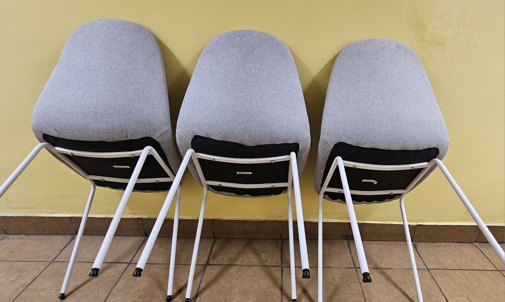 Krzesla tapicerowane szare 3 szt