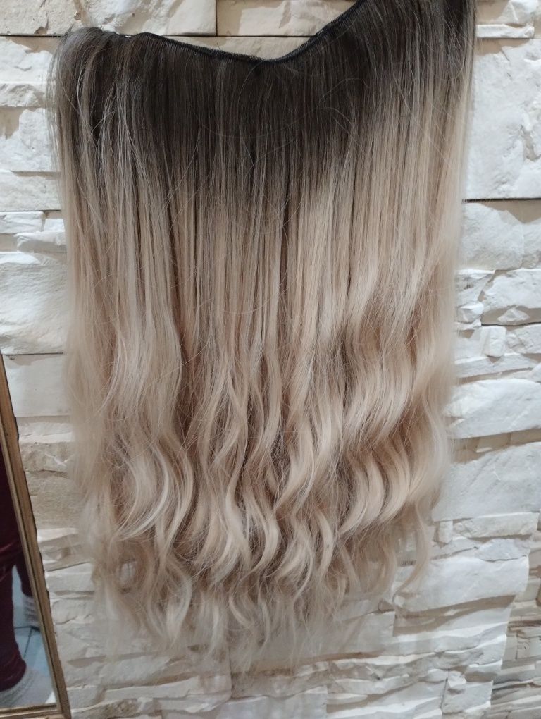 Włosy clip in ombre blond 1 gęsta taśma 63cm długie