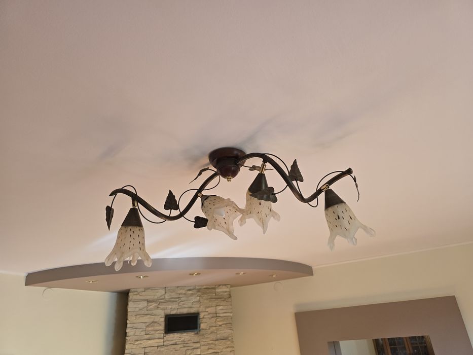 Lampa sufitowa l + 2 kinkiety motyw kwiatowy