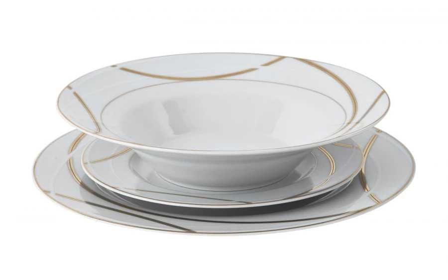 Serwis porcelanowy obiadowy 18 szt  Złoto Marka: Kristoff z Wałbrzycha