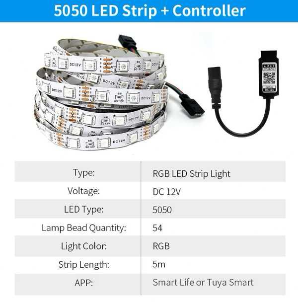 Pasek taśma LED RGB - aplikacja TUYA - 5 metrów - NOWA - 3szt