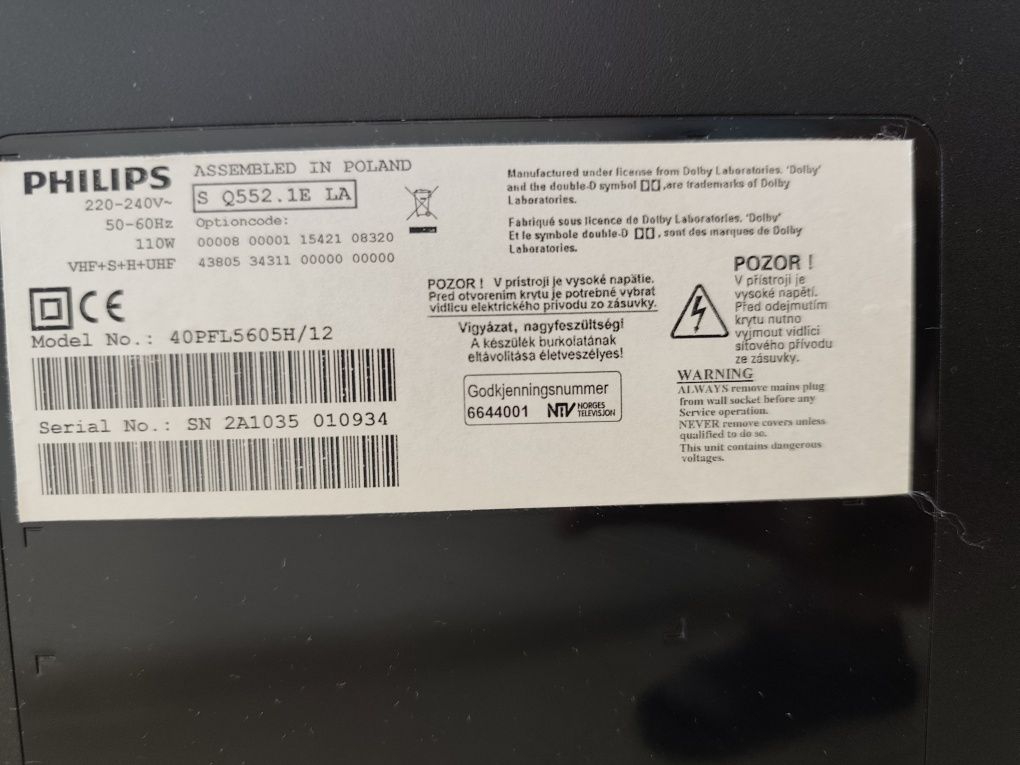 Philips 5000 LED serwis LCD TV 40"