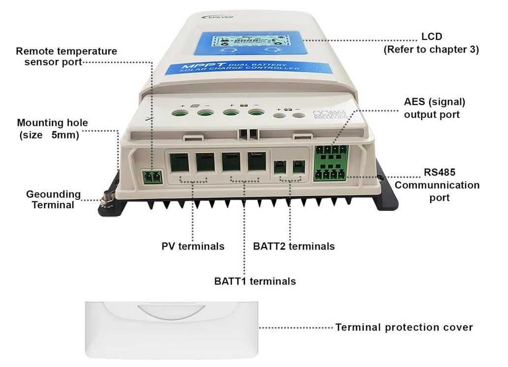 Controlador Carga MPPT Epever DuoRacer DR3210N 30A (Duas Baterias)