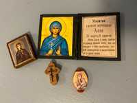 Икона Аллы маленькая кулон Борогодицы деревянный крестик