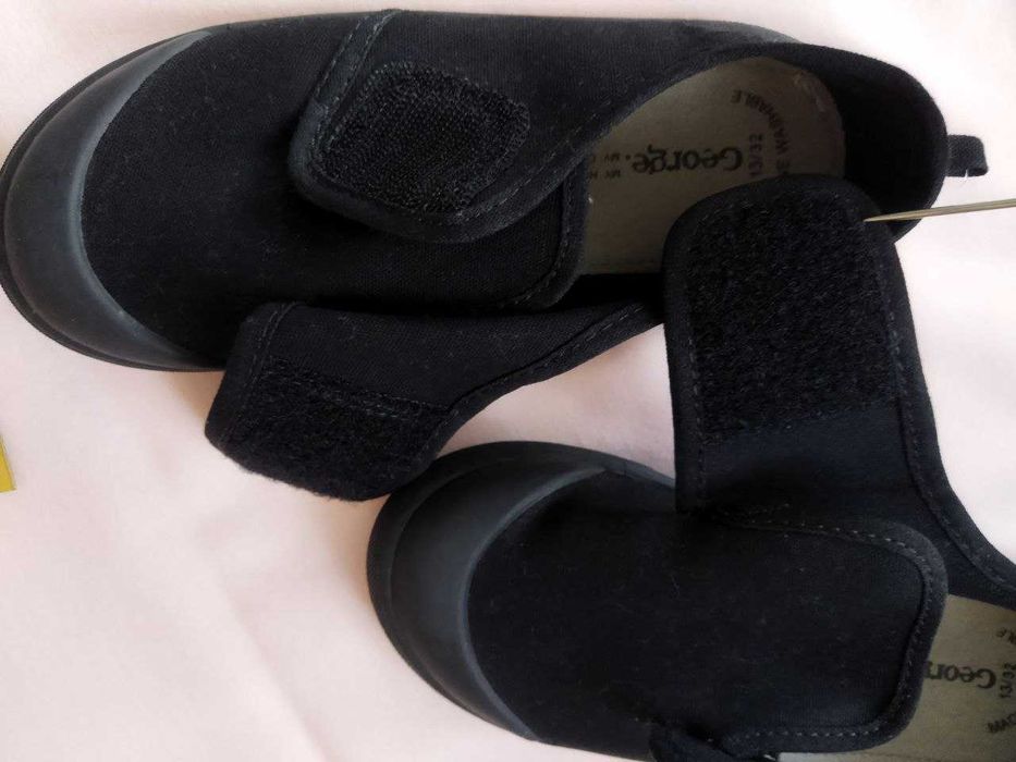 Мокасини 32р. 21см чорні кеди тапки змінне взуття тапочки на липучці