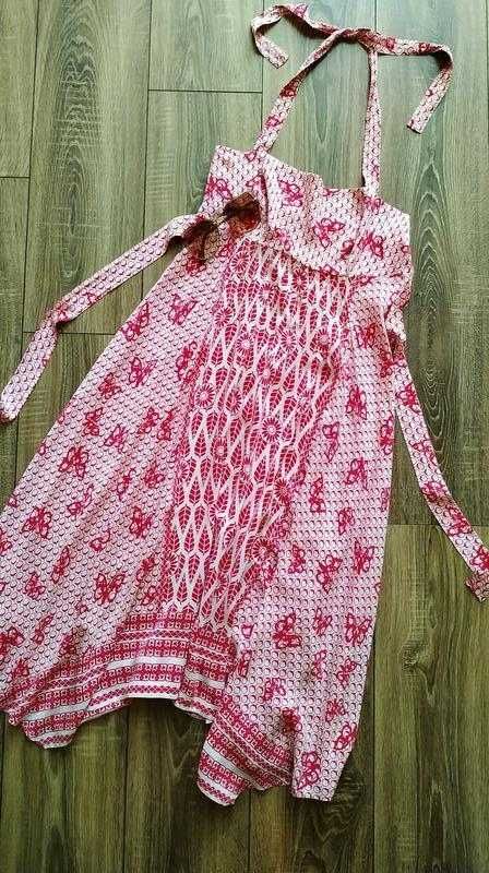 Асимметричное шелковое платье/сарафан миди актуальный платочный принт