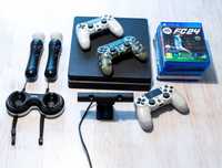 PlayStation 4 + 3 pady, kamera, kontrolery Move i 6 gier!