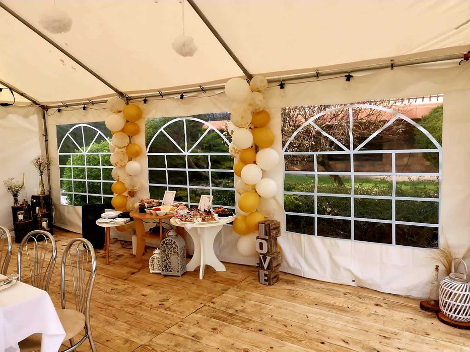 Wynajem namiotów na komunię, wesela. Drewniana podłoga - wolne terminy