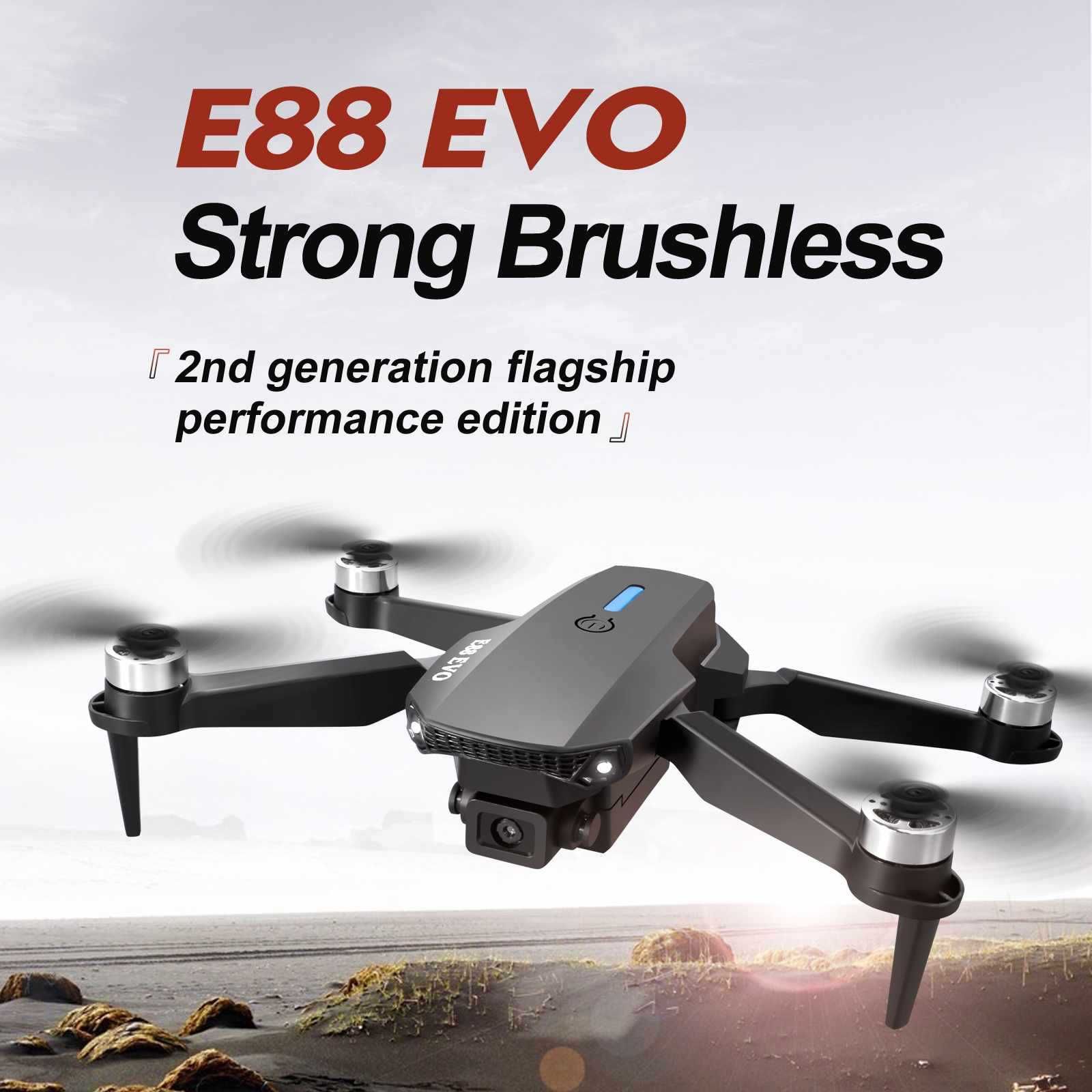 Dron E88 EVO bezszczotkowy silnik 2x kamera + 1 bateria GRATIS