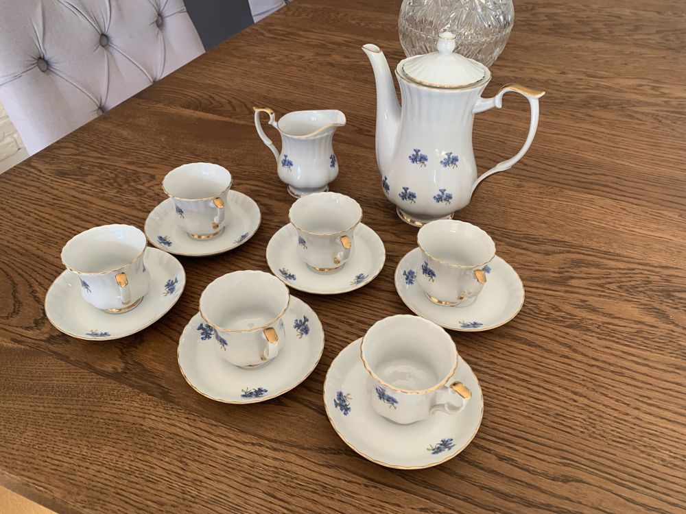 Piekny komplet kawowy espresso - porcelana Chodziez - dla 6 osób - BDB