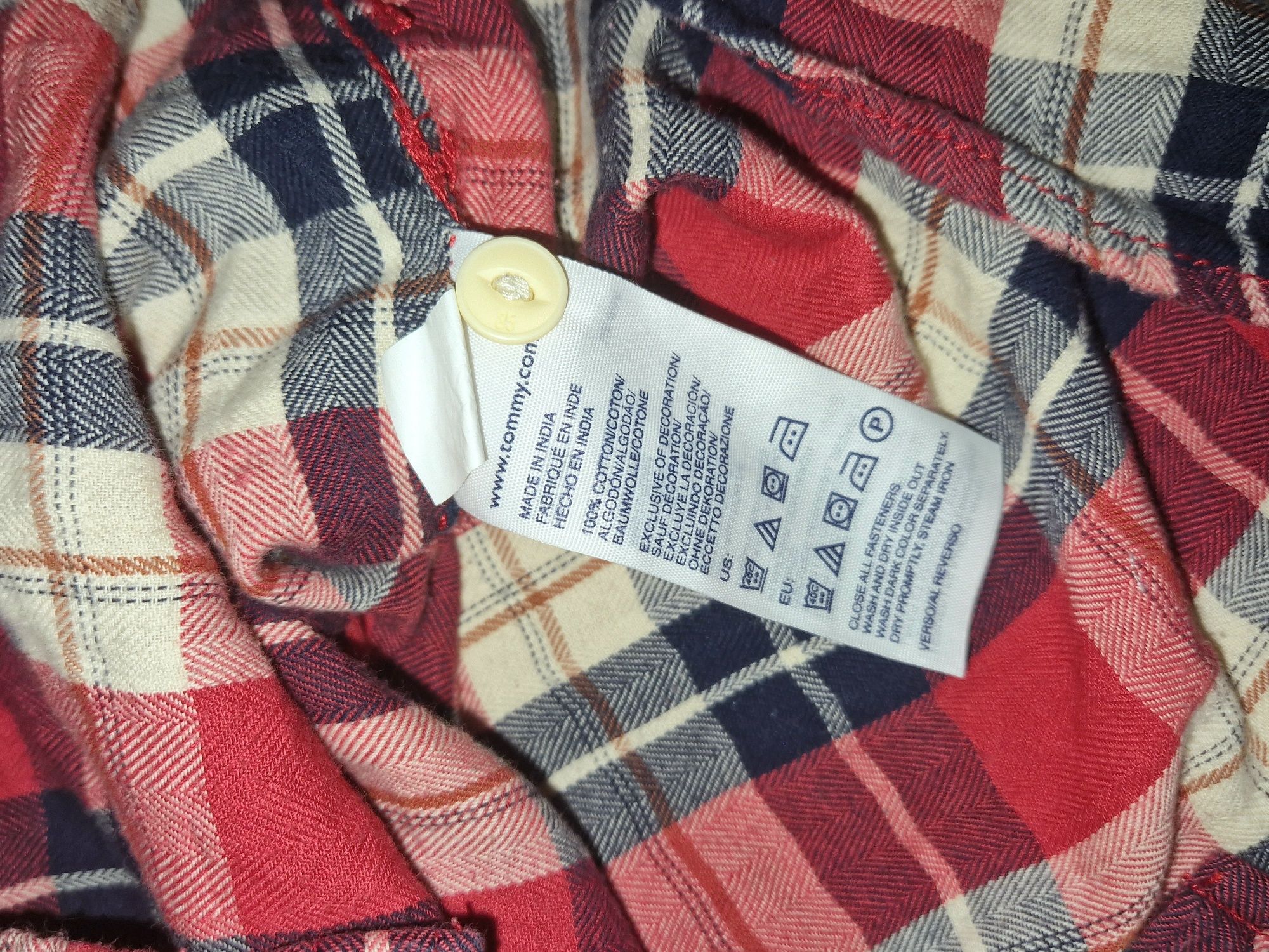 Tommy Hilfiger koszula kratka odbarwianie od słońca, roz S