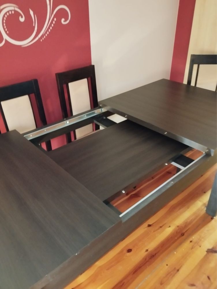 Stół rozkładany prostokątny do jadalni brązowy venge 160/210x90 cm