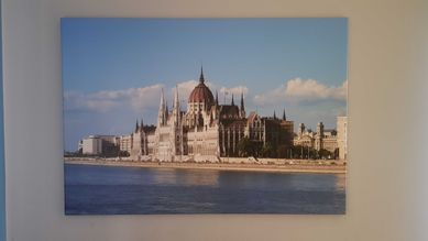 Obraz (fotoobraz) z budynkiem parlamentu w Budapeszcie, wym. 130x90